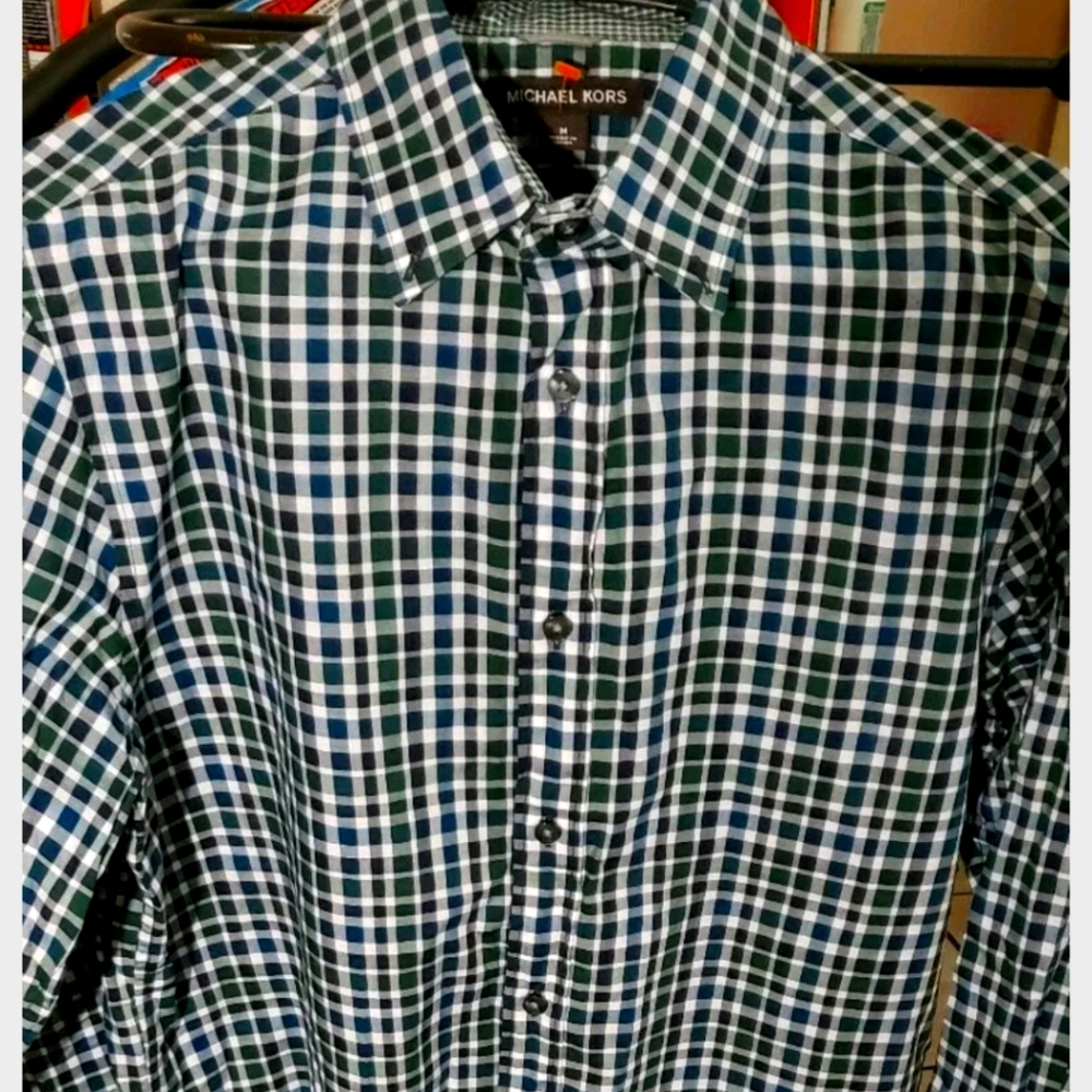 Michael kors plaid button down shirt